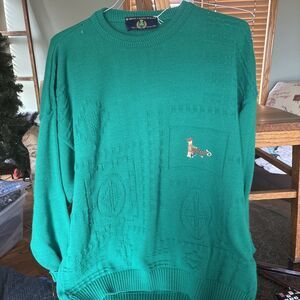 Blarney Castle Designs Ireland Knit Sweater XXL Green Embroidered Dublin